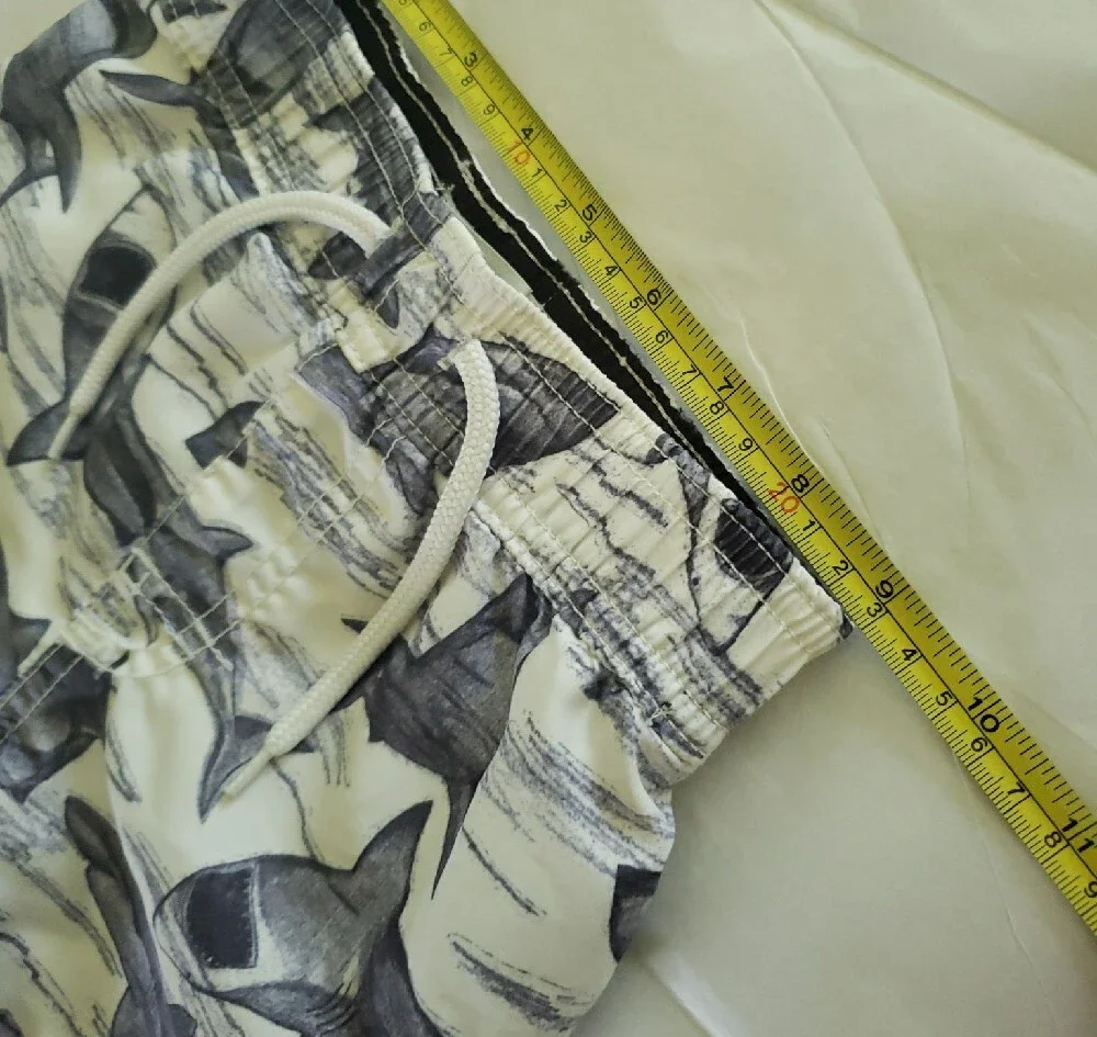 Old Navy White and Gray Shark Print Swim Trunks Boy's 2T